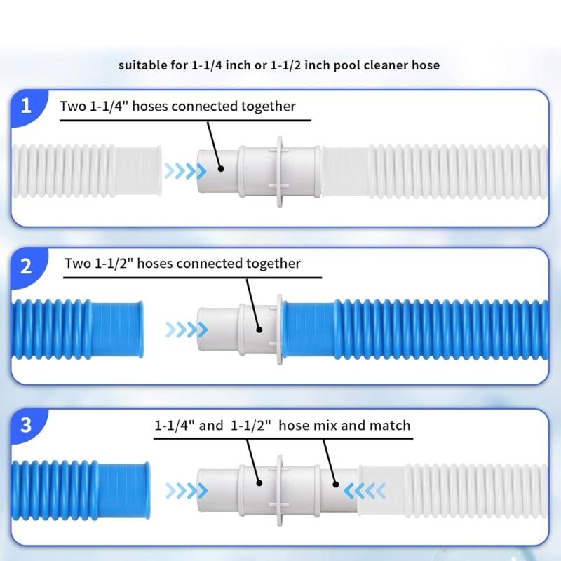 4PCS Hose Adapter Pool Cleaner Adapter Pool Hose Conversion Kit Swimming Pool Hose Converters Plastic Hose Fittings