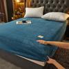 Autumn and Winter A-Class Milk Velvet Bed Sheet Solid Warm Cozy Mattress Protective Cover Bed Linen Protector Fitted Sheet Winter Keep Warm