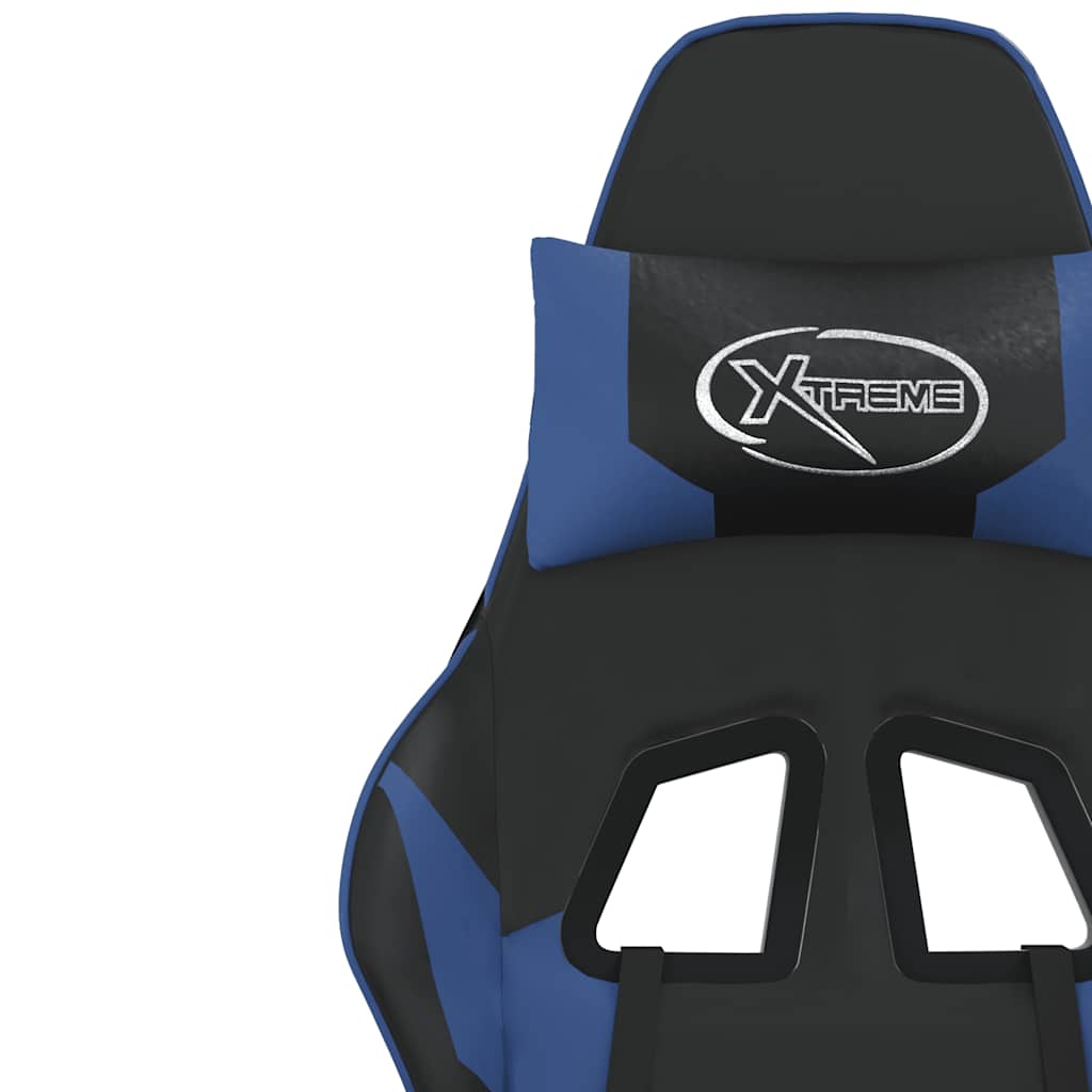 Gaming Chair with Massage Function Black and Blue Artificial Leather
