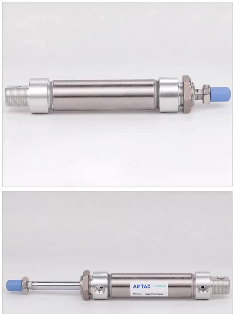 AirTAC Stainless Steel Mini Cylinder MA Series - Sizes: 16/20/25/32 mm x 15/25/30/50/75/100/125-SU