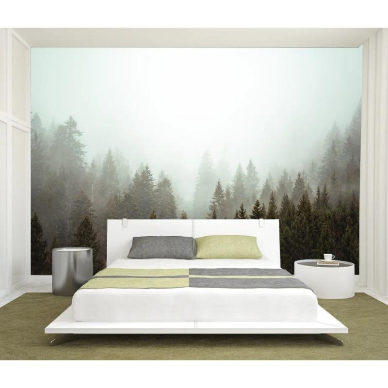 Misty Forest Behang Natuurlandschap Muurschildering Woonkamer Sofa Achtergrond Muurdecoratie 3d Behang