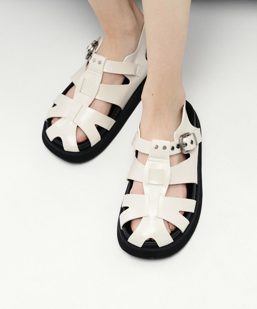 Khiho Rover Buckle Fisherman Sandals Ivory