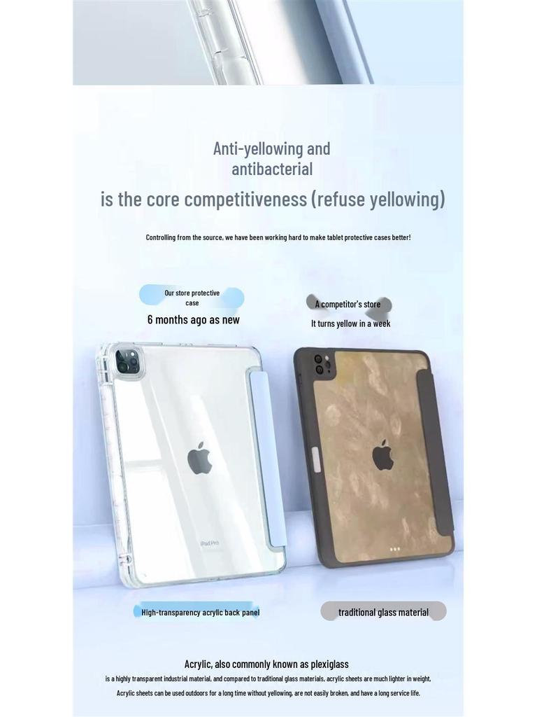 Samsung Galaxy Tab S9 Protective Case: 3+Y Fold, Transparent Acrylic, Full Coverage