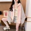 Giacca con Cappuccio Color Block per Donna Taglie Forti, Nuova Sottile per Primavera e Autunno, Felpa Patchwork a Bottoni Singoli Media e Lunga per Donna