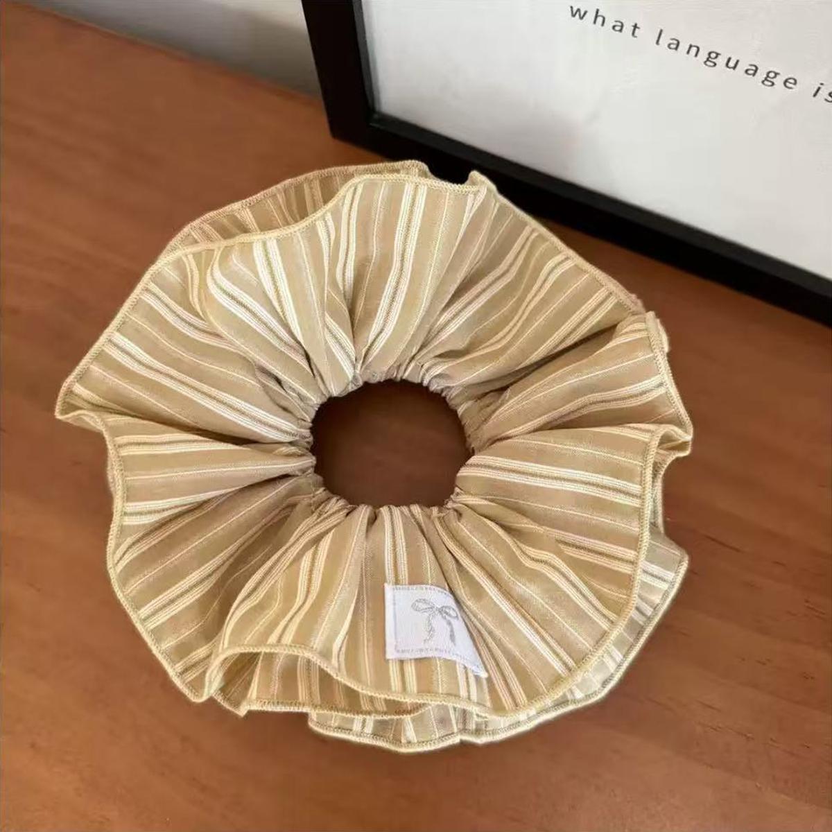 

1pc Korean striped large intestine hair ring,high-end fashion simple tie balls and high ponytail headband,suitable for daily use