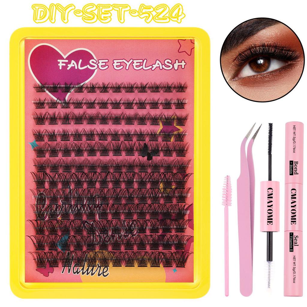 Diy False Eyelash Extension Set, Single Tuft Of Hair 240 Tufts Of Thick Curled Big Eyes D Curled Eyelashes