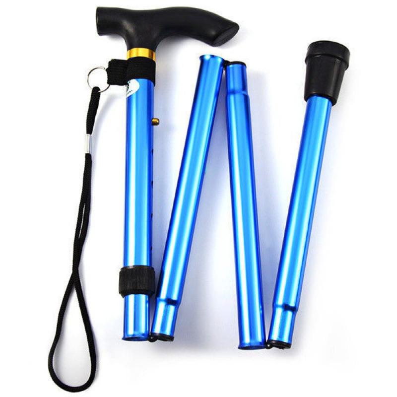 1PC Aluminum Alloy Telescopic Walking Stick Folding Trekking Pole Hiking Cane Crutch for Elderly People Outdoor Walking