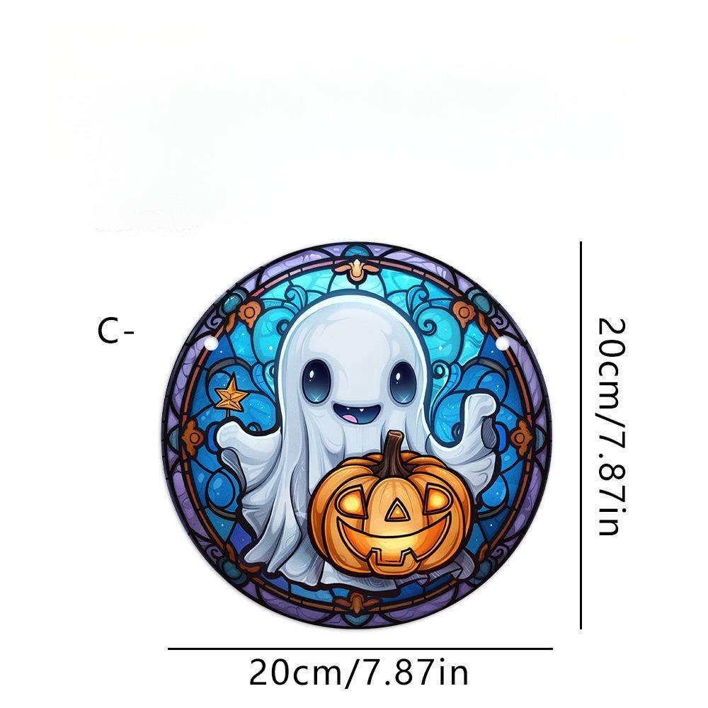 Halloween Ghost Sun Catcher - Circular Acrylic Sign, Acrylic Desktop Ornament, Wall Decor Art, Four Seasons Decoration, Novelty Home Decor