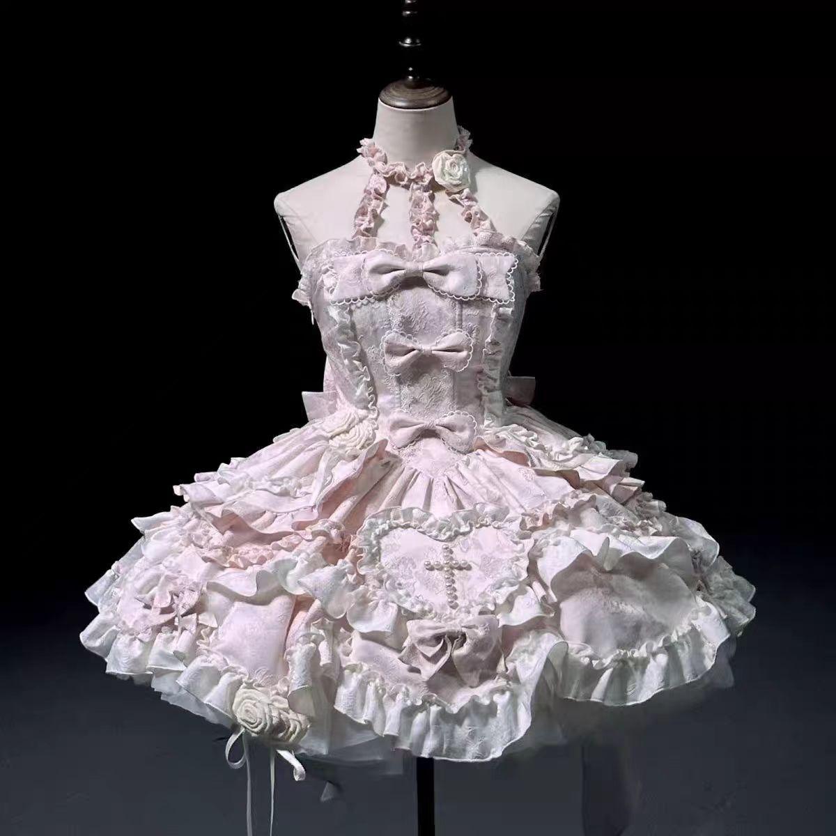 Jolie Robe Lolita Kawaii à Col Bardot Moulante pour Femme Design Doux Robes à Bretelles Décolleté Bardé Noeud Nouveaux Vêtements Mignons Élégants XL