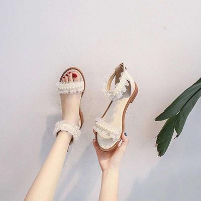 Römische Sandalen Damen 2025 Sommer neue flache Riemen vielseitige Studentin koreanische Version von lässiger Mode Strandschuhe