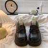 Design sense, one pedal, Mary Jane small leather shoes 2025 autumn new black versatile thick heel platform loafers women