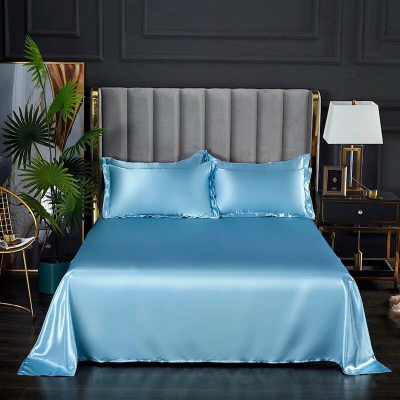 Fashionable Rayon Bed Sheets, Solid Color Single Double Bed And A Comfortable And Cool Mattress Cover 240x270cm /200x230cm.