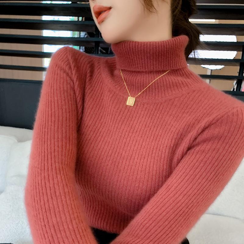 

Мягкий кашемировый женский свитер с высоким воротом приталенного силуэта - модный базовый слой для осени/зимы XL - Fits 120-130 jin