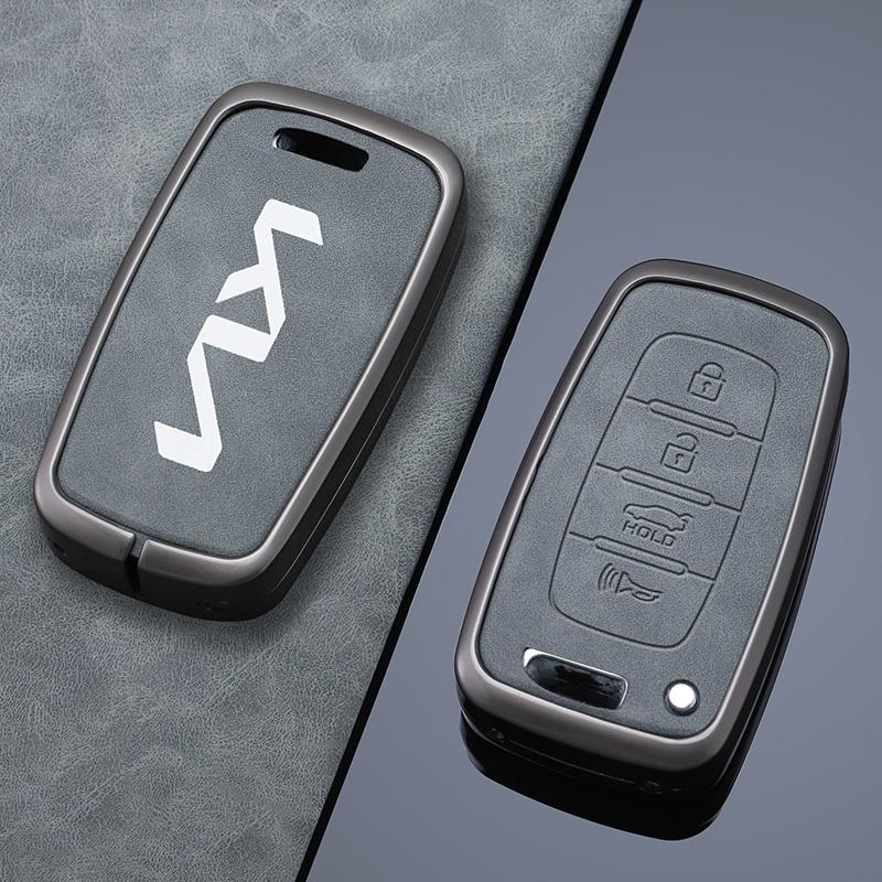 HNZY1 Zinc Alloy Leather Car Remote Key Case Protection Cover Shell Fob Holder For Kia Sportage K5 K2 Sorento Optima Forte Shell Fob