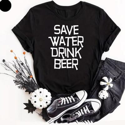 Save Water Drink Beer Unisexs T Shirt Funny Cartoon Saying Drinking Tee Top Shirt