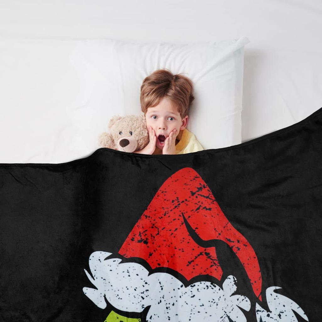 Christmas Cartoon Green Devil Blanket Christmas Gift Flannel Blanket Digital Print Blanket
