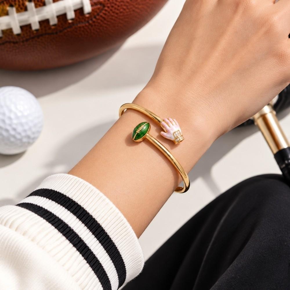 Open Sports Style Bangle Metal Chain Inlaid Rhinestones Bracelet Tennis Racket Bracelet Gifts