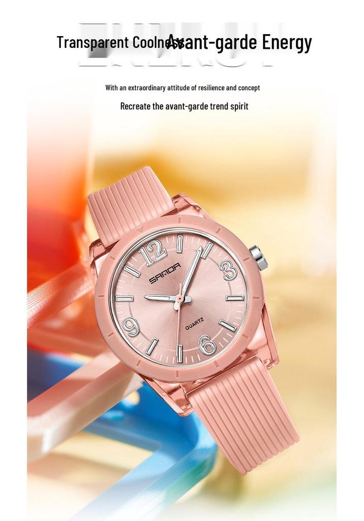 Sanda TEMU Hot-Selling Waterproof Quartz Luminous Student Watch with Thin Transparent Case for Children