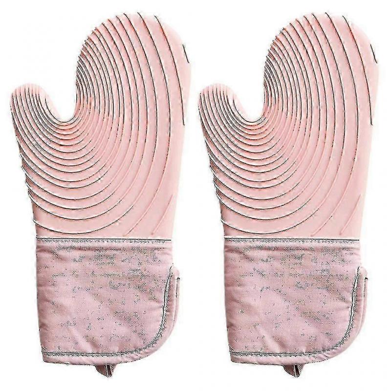 1 Pair Silicone Microwave Gloves Bbq Oven Baking Heat Resistant Hot Pot Mitts