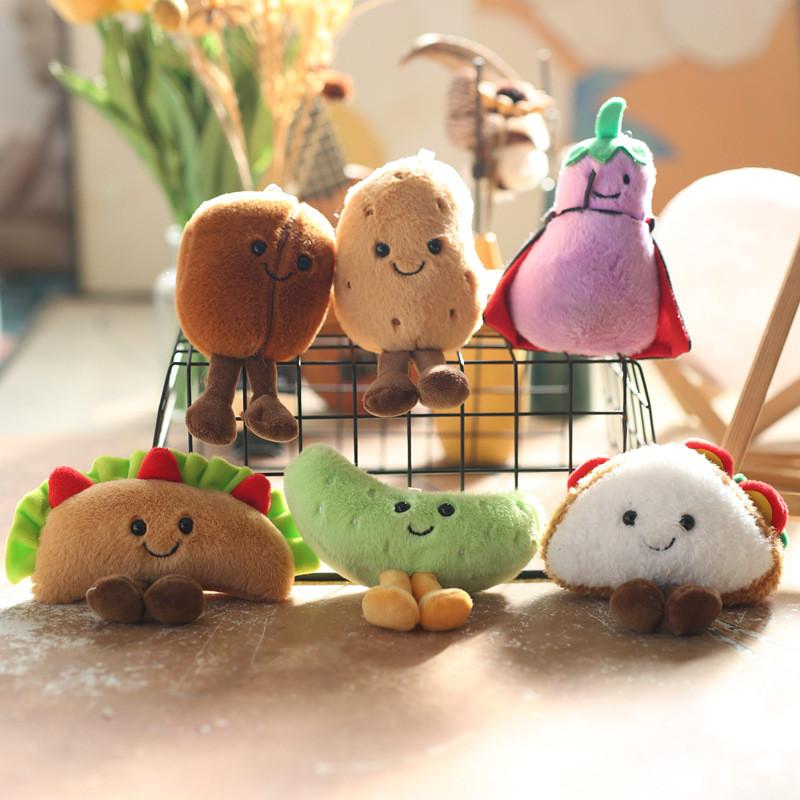 Adorable Cute Sandwich Plush Toy Keychain Hamburger Eggplant Doll Accessory