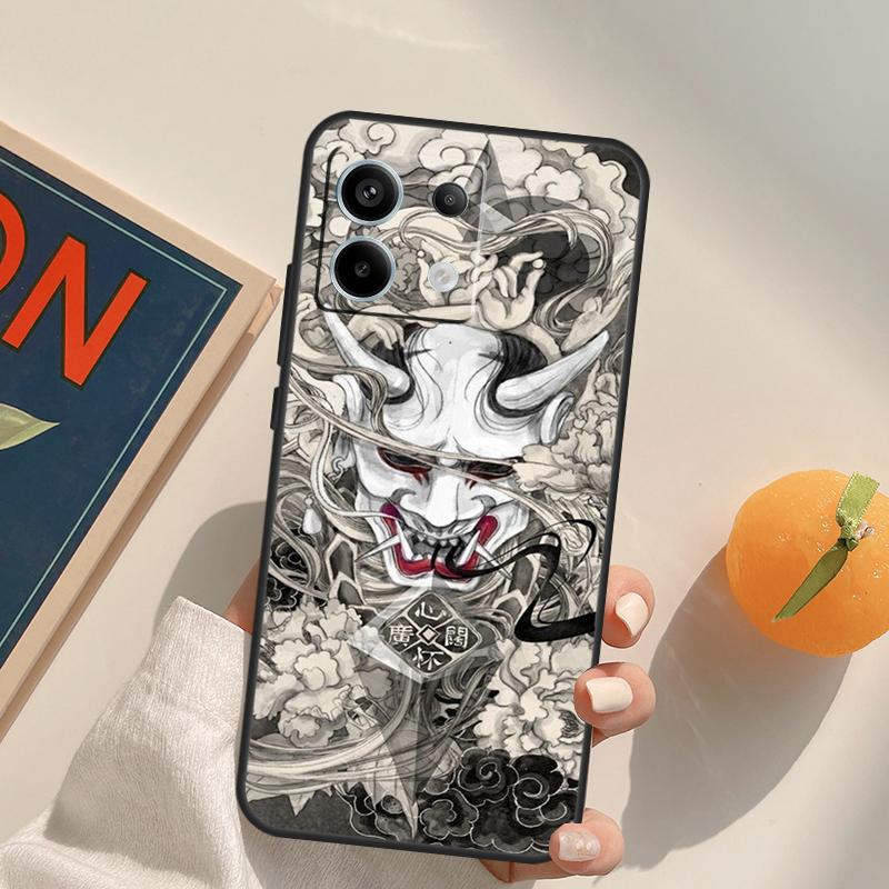 Samurai Oni Mask Funda For Xiaomi Redmi Note 9 10 11 12 13 14 Pro 9S 10S 11S 12S Redmi 13C 10C 12C 14C Case