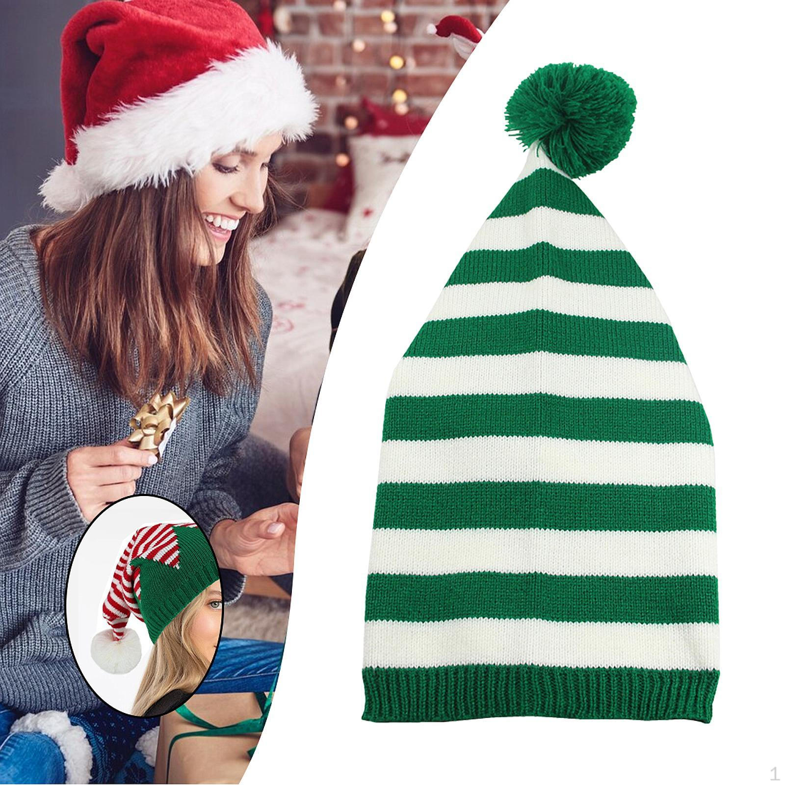 

Рождественская шапка, вязаная, головной убор, зимняя вязаная крючком шапка для вечеринок Green and White