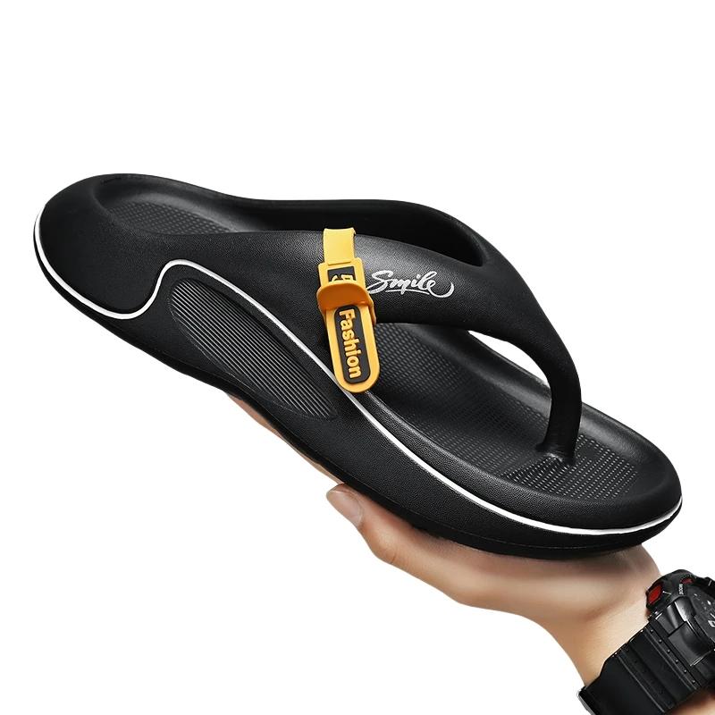 

2025 New Men s Slippers Flip Flops Indoor Outdoor Beach Sandals Soft Sole Slides Men Non-slip Home Slippers Flip Flops 39-45 38-39 чорний