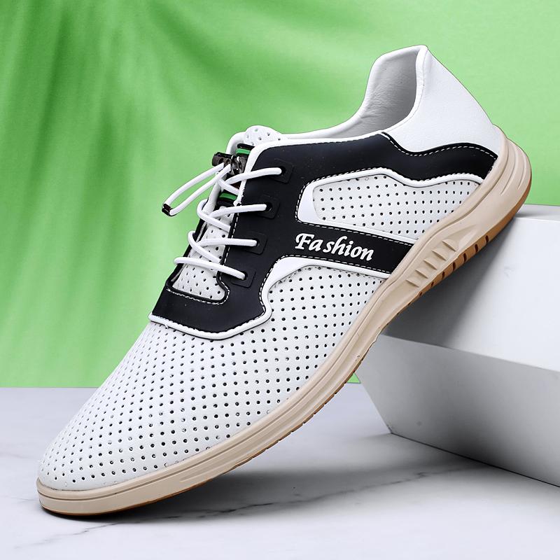 2025 Casual Leather Dress Business Shoes British Style Comfy Men  Hollow Out Breathable Business Work Shoes Office Lace-up Shoes