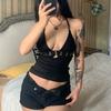 Autumn European and American Sexy Japanese Button V-neck Low-cut Neck Tight-fitting Navel Bottoming Small Vest Top