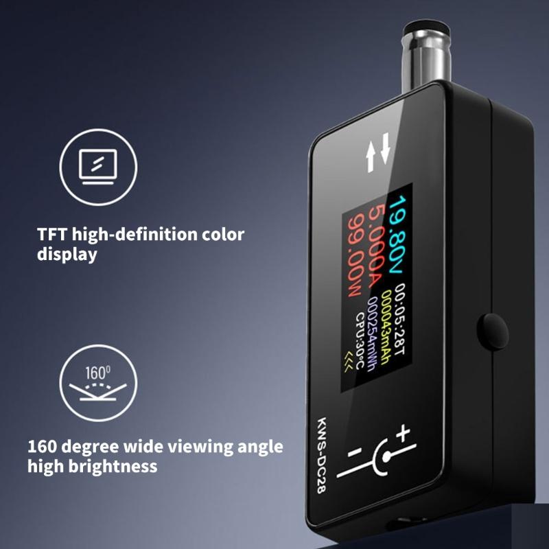 Voltage Ammeter Digital Tester for 5.5x2.5/2.1 Device 0.96inch TFT Color Display 4-30V 0-12A 5.5x2.5 Interface Tester