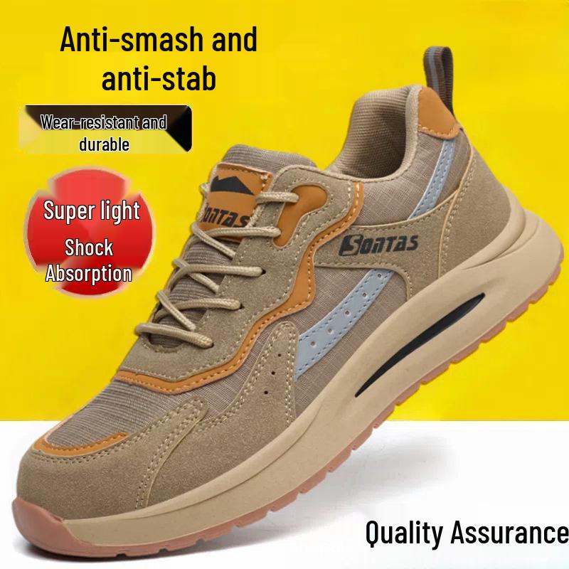 Men's Summer Breathable Steel Toe Safety Work Shoes: Anti-smash, Anti-puncture, Insulated, for Construction Workers