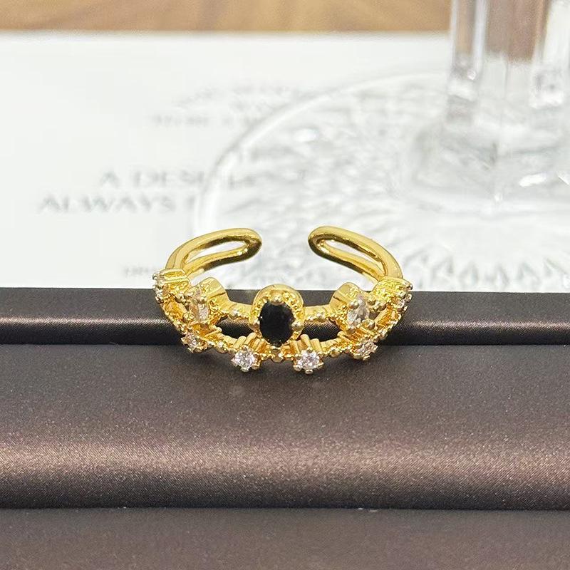 Medieval Vintage Retro Stacked Wearing Micro-Inlaid Zircon Temperament Ring Women'S Niche High-End Light Luxury Butterfly Ring