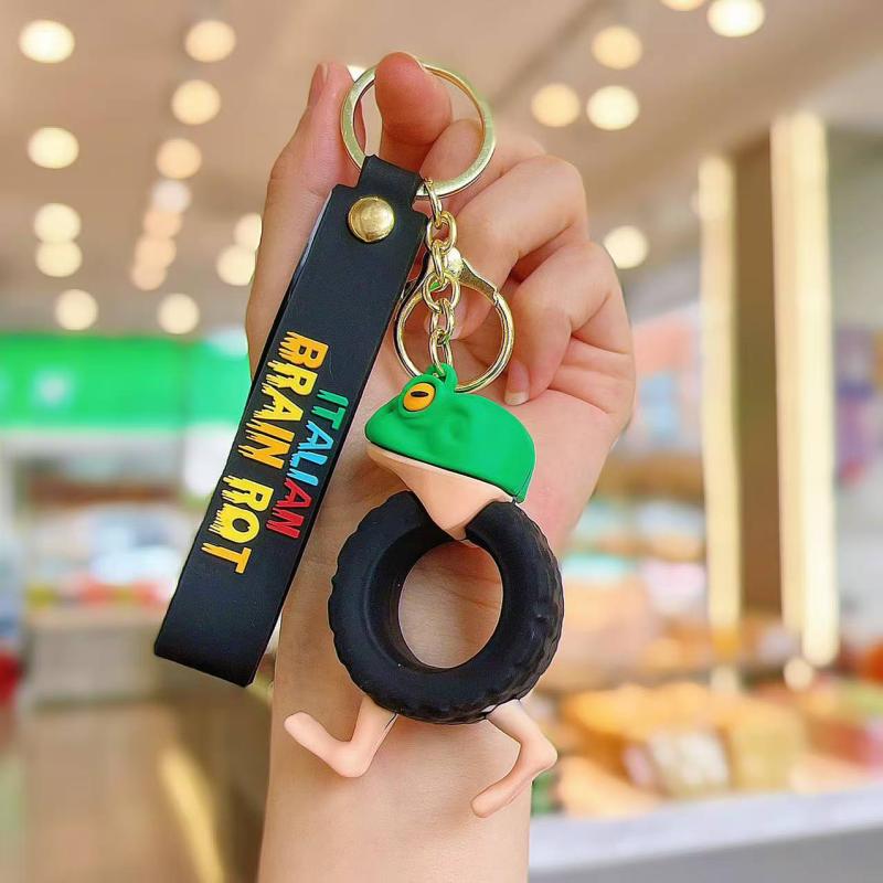 Italian Brainrot Children Cartoon Keychain Tung Tung Tung Sahur Tralalero Tralala Cute Keyring Funny Meme Bag Anime Pendant Gift