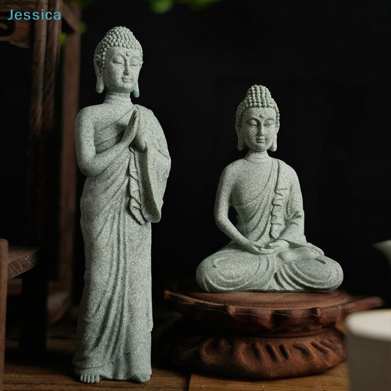 Buddha Statue Set – Sandstone Finish Various Poses Zen Home Decor For Meditation  Spiritual Space