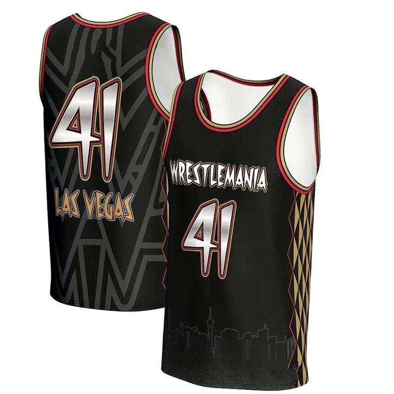 New Arrive ProSphere Black Wrestle Mania 41 City Basketball Jersey Man Women Sport Casual Breathable Fashion Vest Clothes