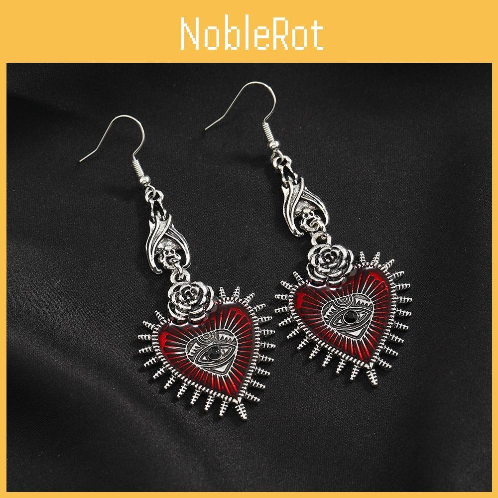 Heart Retro Gothic Earrings With Bloodshot Eye And Bat Motif For Punk Enthusiasts Fashion