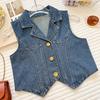 2026 Koreanischer Stil Mädchen Ärmelloses Jeans-Oberteil & Shorts Set – Trendiges Sommer-Outfit