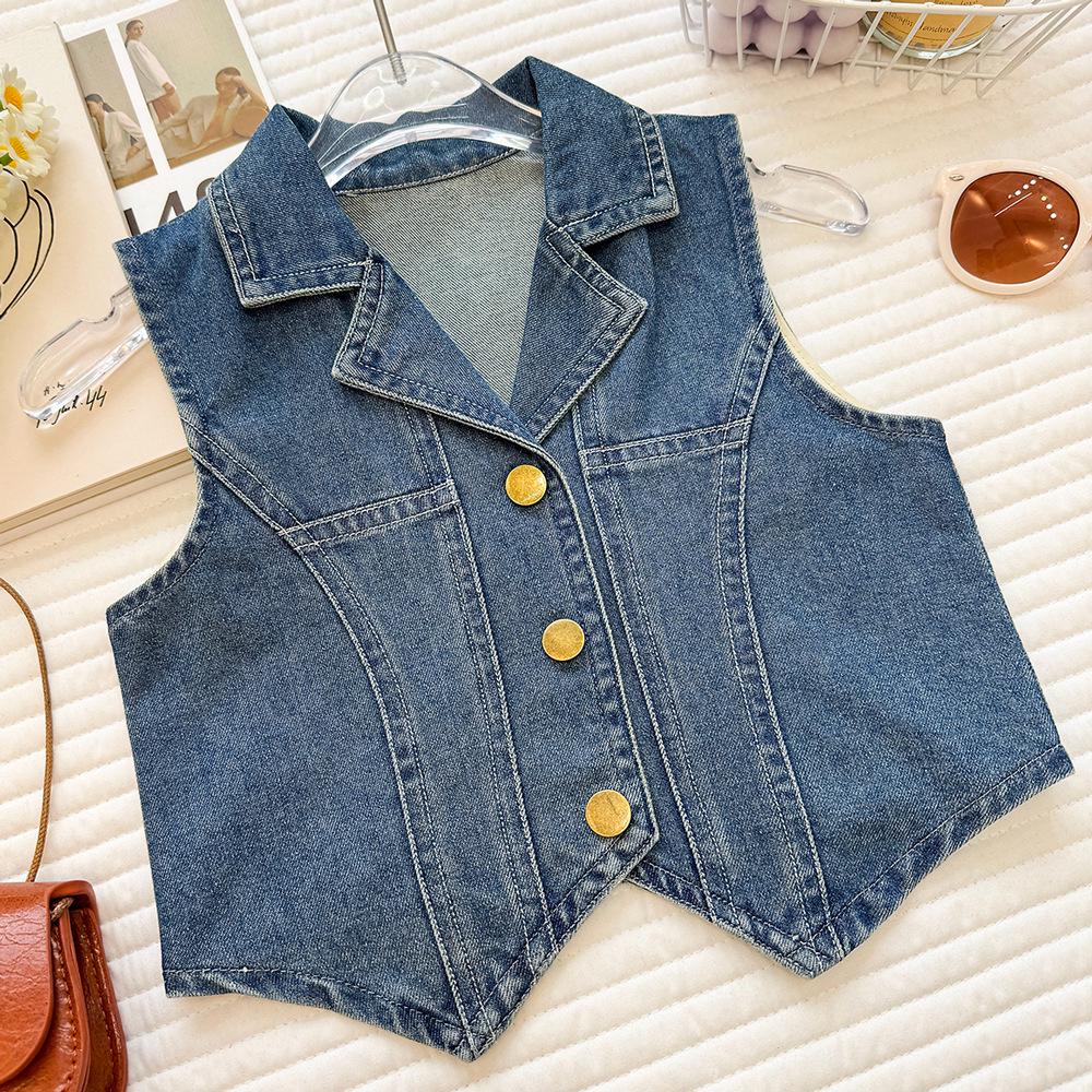 2026 Koreanischer Stil Mädchen Ärmelloses Jeans-Oberteil & Shorts Set – Trendiges Sommer-Outfit