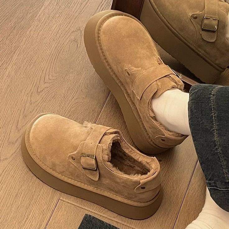 35-43 Damenschuhe in großen Größen, Samt-Beanie-Schuhe Damen Winter verdickt warm Birkenstock Baumwollschuhe dicksohlige rutschfeste Schneestiefel