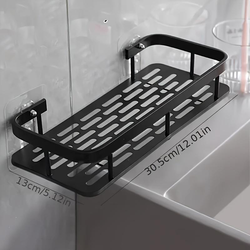 1pc Space-Saving Wall-Mounted Storage Rack, Suitable for Bathroom and Kitchen - Durable Plastic Shampoo, Shower Gel & Accessories Organizer