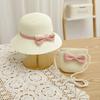 New Fashion Beach Hat Cute Outdoor Parent-child Hats 2-piece Womens Beach Set Sun Hat and Woven Bag Lightweight and Breathable