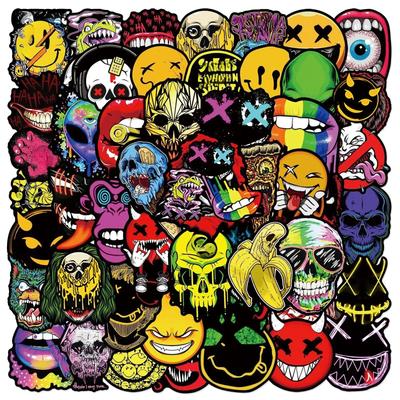 50 Piezas Pegatinas de Graffiti de Terror Populares Geniales Calavera para Teléfono Monopatín Equipaje Portátil Coche Motocicleta Casco Pegatina Juguetes