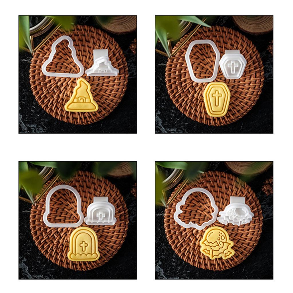 Halloween Cookie Cutter Baking Molds Easy To Clean for Home Party Organizers Cartoon Spooky Haunted House Biscuit Molds