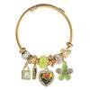 Stainless Steel Bracelet - Fashionable and Sweet Heart-shaped Lock Charm with Love Hearts and Flowers - High-end String Bead Bracelet
