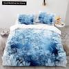 3D Snowflake King Queen Duvet Cover Romantic Purple Snow Landscape Bedding Set for Kids Teens Adults Christmas Soft Quilt Cover