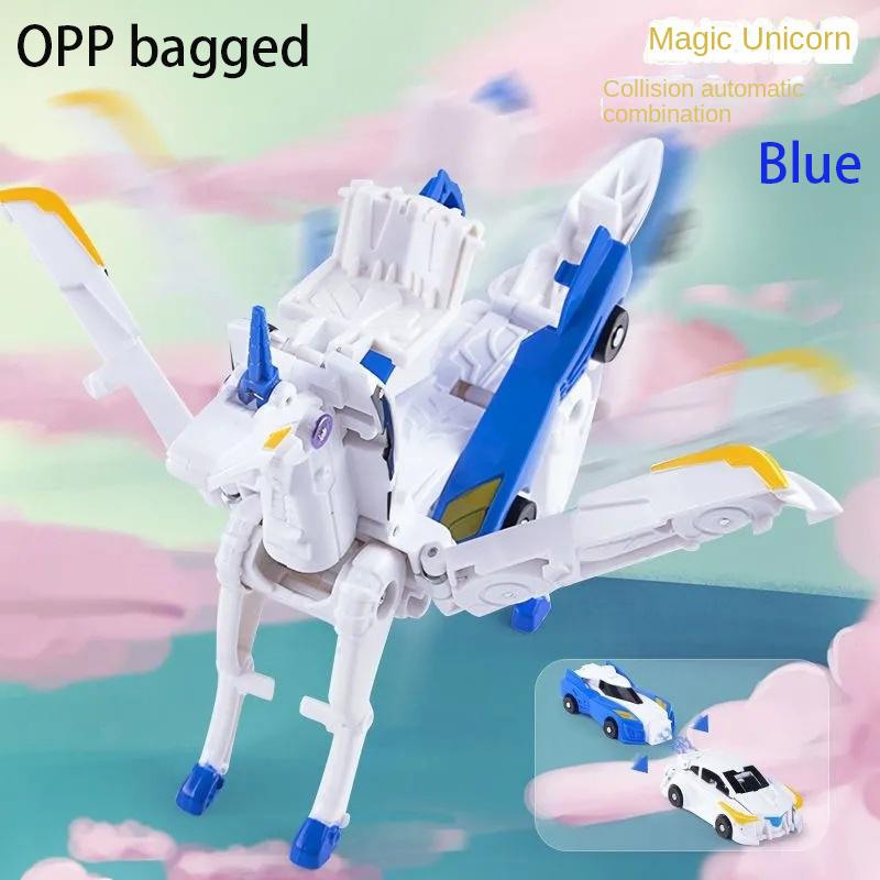 2 in 1 Transformation Car Model Deformed Unicorn Model Cartoon Action Figure Vehicle Transforming Toy Boy Kid Gift Christmas