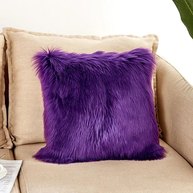 Soft Comfortable Fluffy Solid Plush Square Sofa Cushion Cover Modern Throw Pillow Case Car Sofa Home Decor Supplies 45*45cm