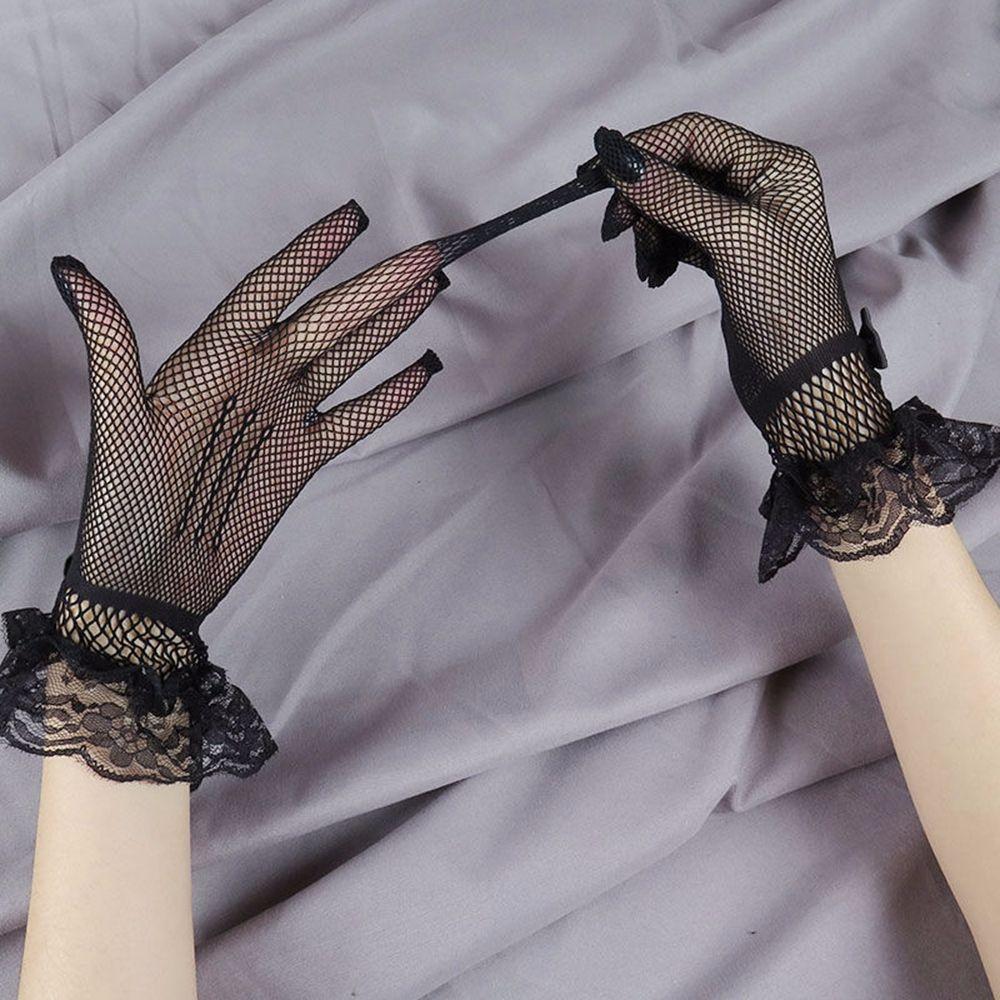 Lolita Korean Sun Protection Women Bridal Elasticity Wedding Gloves Flower Lace Mittens Hand Sleeve
