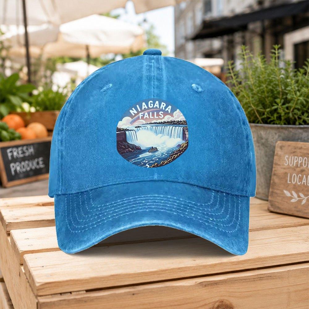 Niagara Falls Scenery Washed Baseball Cap Unisex Casual Outdoor Hiking Daily Commuting Street Style Cap