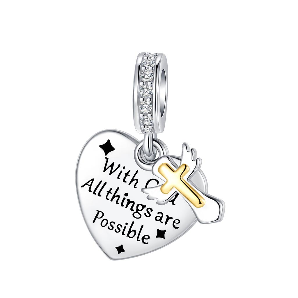 Boy Girl Pendant Heart-Shaped Flower Zircon Beads Jewelry Beads For Original Bracelet Plata De Ley Boutique Charms Gift